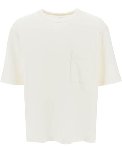 Lemaire Übergroßes T -Shirt mit Patch -Tasche - Weiß