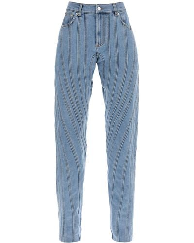 Mugler Spiral Baggy Jeans - Blauw