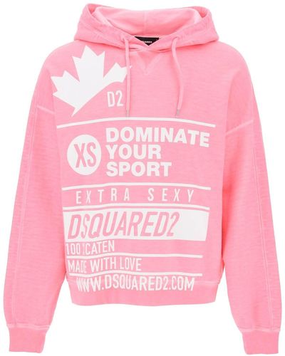 DSquared² Capucha imprimida con burbs ajust - Rosa