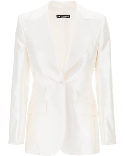 Dolce & Gabbana Turlington Jacket In Silk Mikado - Wit