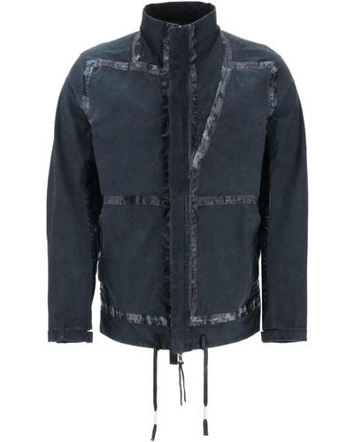 Boris Bidjan Saberi Reversible Outdoor -Baumwolltechnische Jacke im Freien - Blau