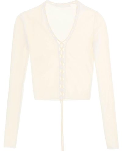 Dion Lee Lace Up Cardigan - Wit