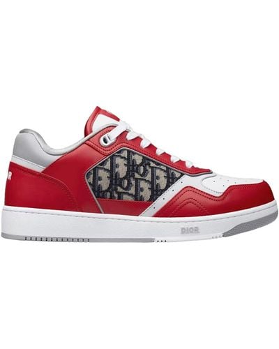 Dior Oblique Leather Sneakers - Red