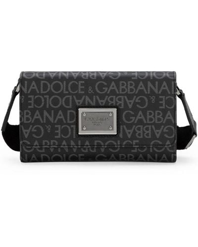 Dolce & Gabbana All Logo Crossbody Bags - Negro