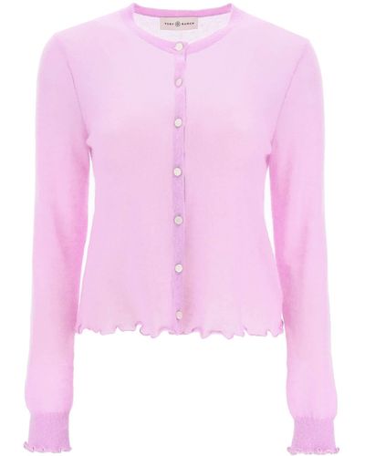 Tory Burch Tory-Burch-Strickjacke aus Mohair mit Rundhalsausschnitt - Pink