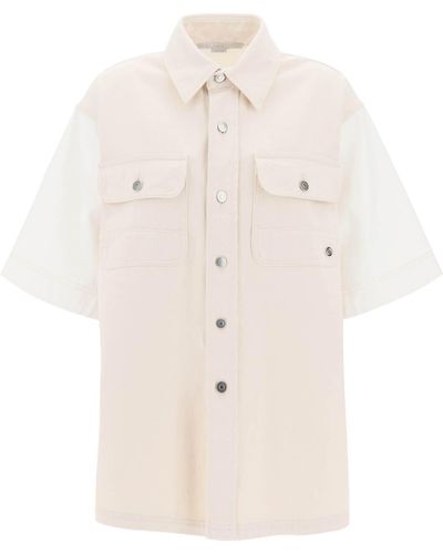 Stella McCartney Stella Mc Cartney Korte Mouwen Denim Shirt - Wit