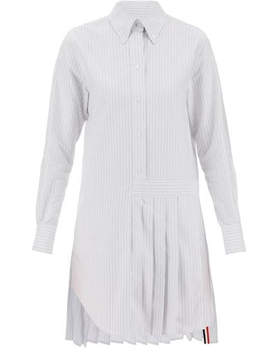 Thom Browne Gestreepte Oxford Shirt -jurk - Wit