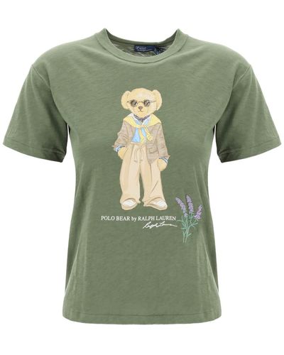 Ralph Lauren Slub Cotton Polo Bear T -shirt - Groen