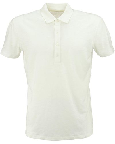 Majestic Linen Polo Shirt With Short Sleeves - White