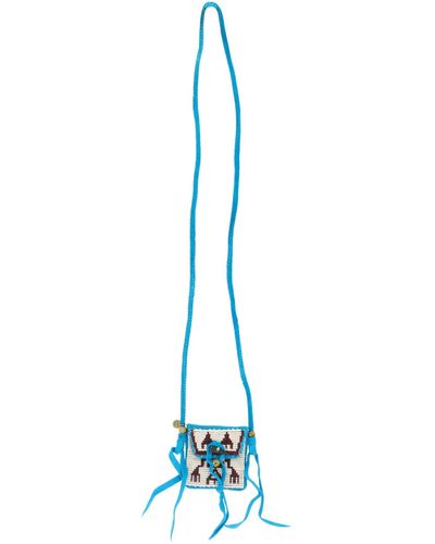 Kapital Hirschleder -Pueblo -Regen Halskette - Azul