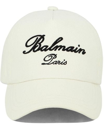 Balmain Cappello Da Baseball Con Ricamo Signature - Bianco
