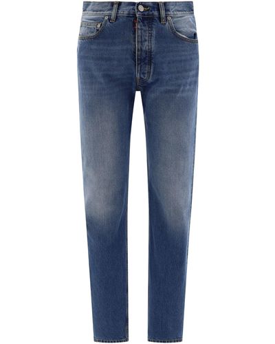 Maison Margiela Jeans Mit Bestickten Logo - Blauw