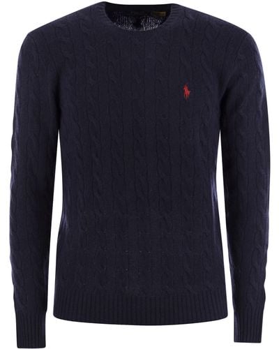 Polo Ralph Lauren Wool And Cashmere Cable Knit Sweater - Blue