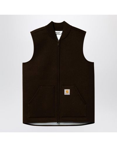 Carhartt Car Lux Vest Cotton Blend Waistcoat Tabacco Coloured - Black