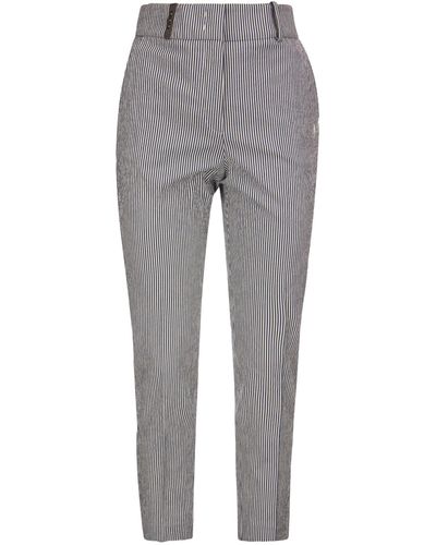 Peserico Pantalon à techno en coton extensible à fines rayures - Gris