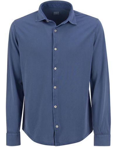 Fedeli Robert Cotton Piqué Shirt - Blue