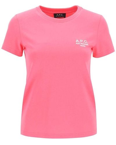 A.P.C. 'new Denise' T -shirt Met Logo -borduurwerk - Roze