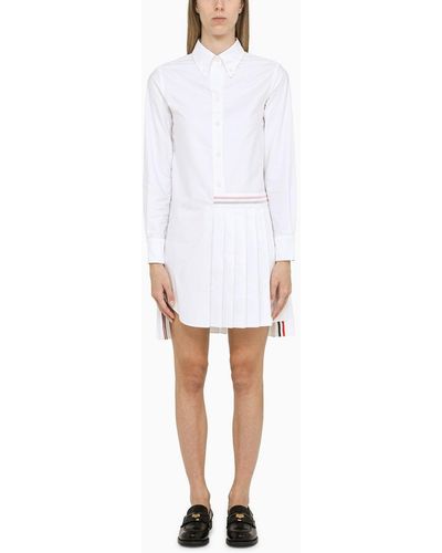 Thom Browne White Cotton Poplin Shirt Kleid - Wit