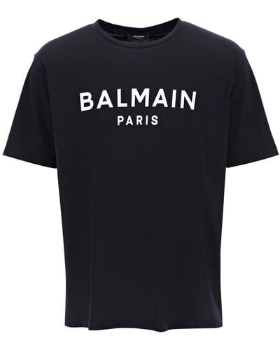 Balmain T-shirt in eco-responsible cotton with metallic logo print - Schwarz