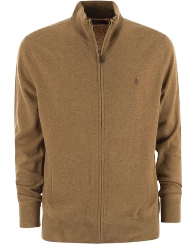 Polo Ralph Lauren Wool Sweater With Zip - Brown