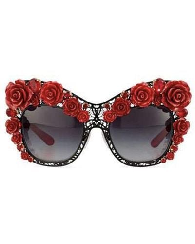 Dolce & Gabbana Rose Cat Eye Zonnebril - Rood