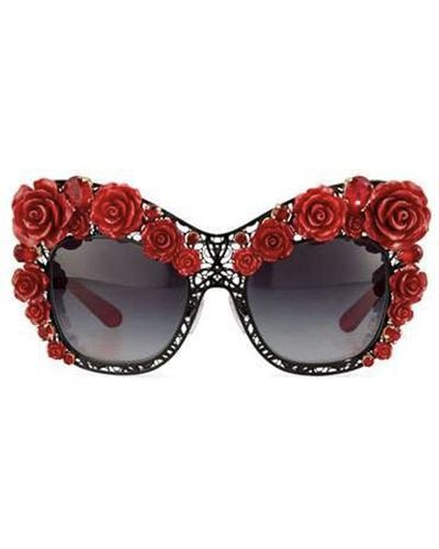 Dolce & Gabbana Rose Cat-eye Sunglasses - Red