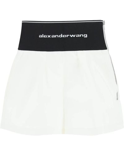 Alexander Wang Cotton And Nylon Shorts With Branded Waistband - Schwarz
