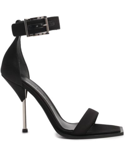 Alexander McQueen Silk Satin Heel Sandales - Noir