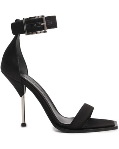 Alexander McQueen Silk Satin Heel Sandals - Black