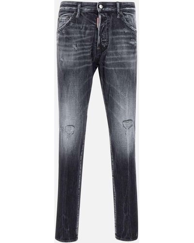 DSquared² Vintage Schwarze Zerstörte Slim Fit Jeans - Blau