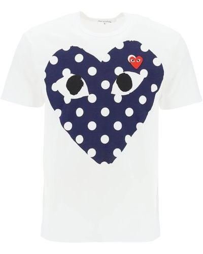 COMME DES GARÇONS PLAY Comme Des Garcons Spelen "polka Dot Heart Print T -shirt - Blauw