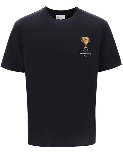 Maison Kitsuné T -Shirt mit Trophäenstickerei - Schwarz