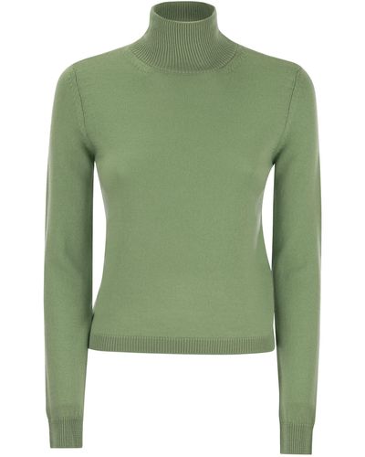 Max Mara Niobe Virgin Wool Turtleneck Sweater - Green