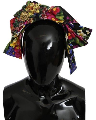 Dolce & Gabbana Diadema con diadema de lentejuelas de cristal floral con tiara multicolor - Negro