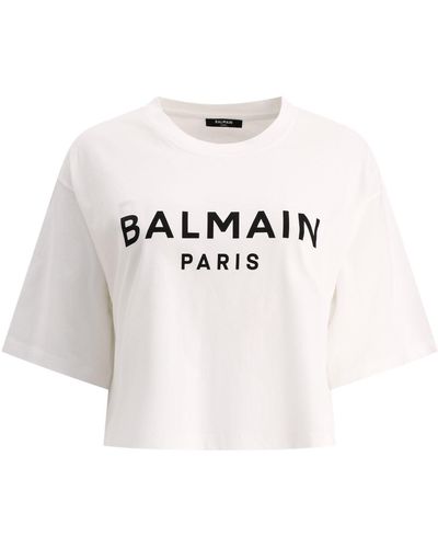 Balmain Cropped T -Shirt - Blanc