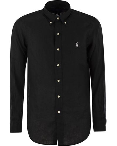 Polo Ralph Lauren Custom Fit Linen Shirt - Zwart