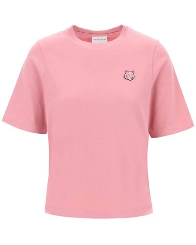 Maison Kitsuné Bold Fox Head Round Hals T -Shirt - Pink