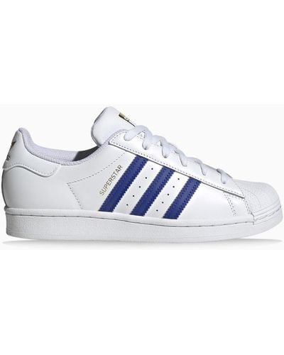 adidas Originals Adidas Originale White/blue Superstar Sneakers - Blauw
