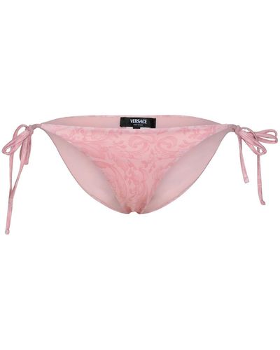 Versace 'Barocco' Polyester Blend Bikini Bottoms - Pink
