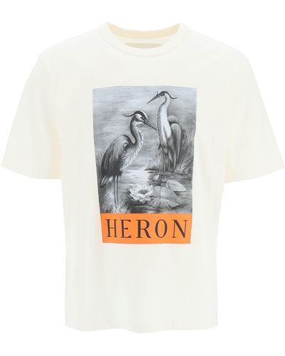 Heron Preston Zwart-wit T-shirt Met Reigersprint - Grijs