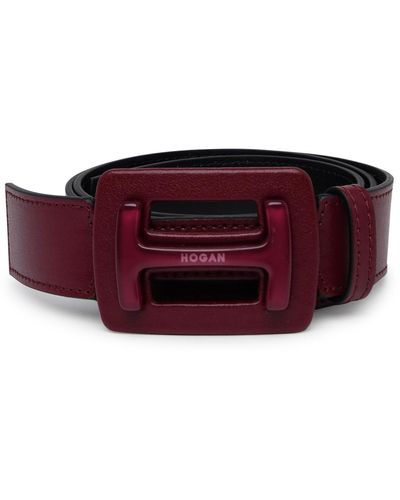 Hogan Burgundy Lear Belt - Red