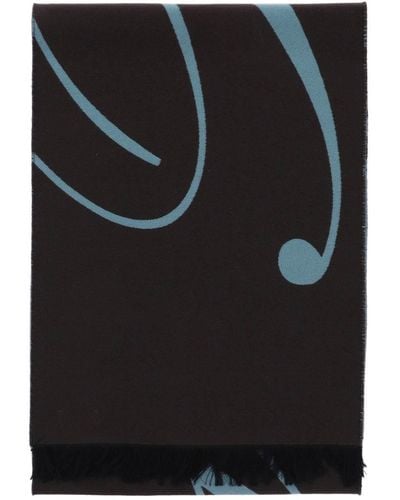 Burberry Écharpe du logo en soie et laine - Noir