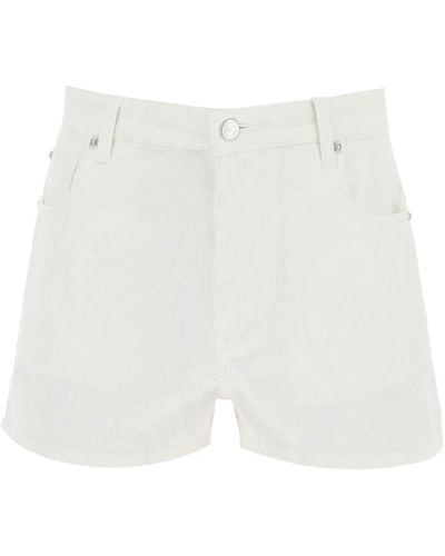Etro Pantalones cortos de mezclilla de Paisley - Blanco