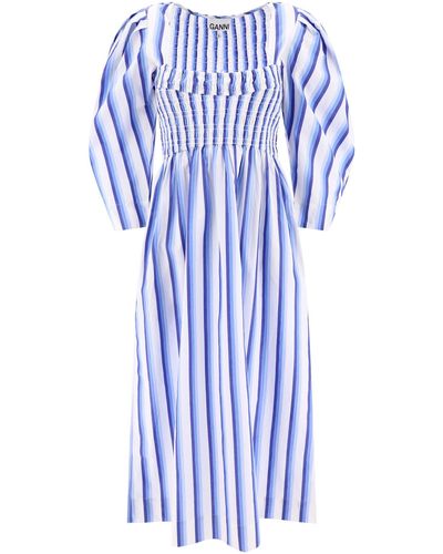 Ganni Striped Smock Dress - Blue