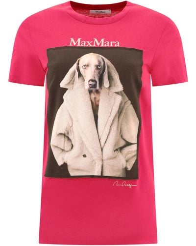 Max Mara Valido T -shirt Met Wegman Print - Roze