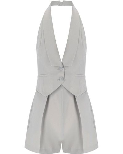 Elisabetta Franchi Pearl Short Jumpsuit - Gray