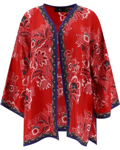 Etro Silk Jacket With Floral Print - Red