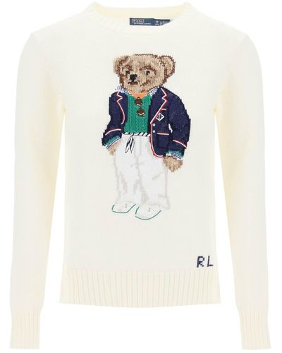 Polo Ralph Lauren Suéter de algodón de oso de polo de - Blanco