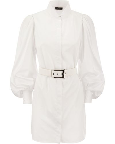 Elisabetta Franchi Algodón Poplin Camiseta minorial - Blanco