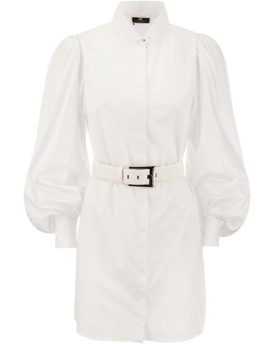 Elisabetta Franchi Cotton Poplin Shirt Minidress - White